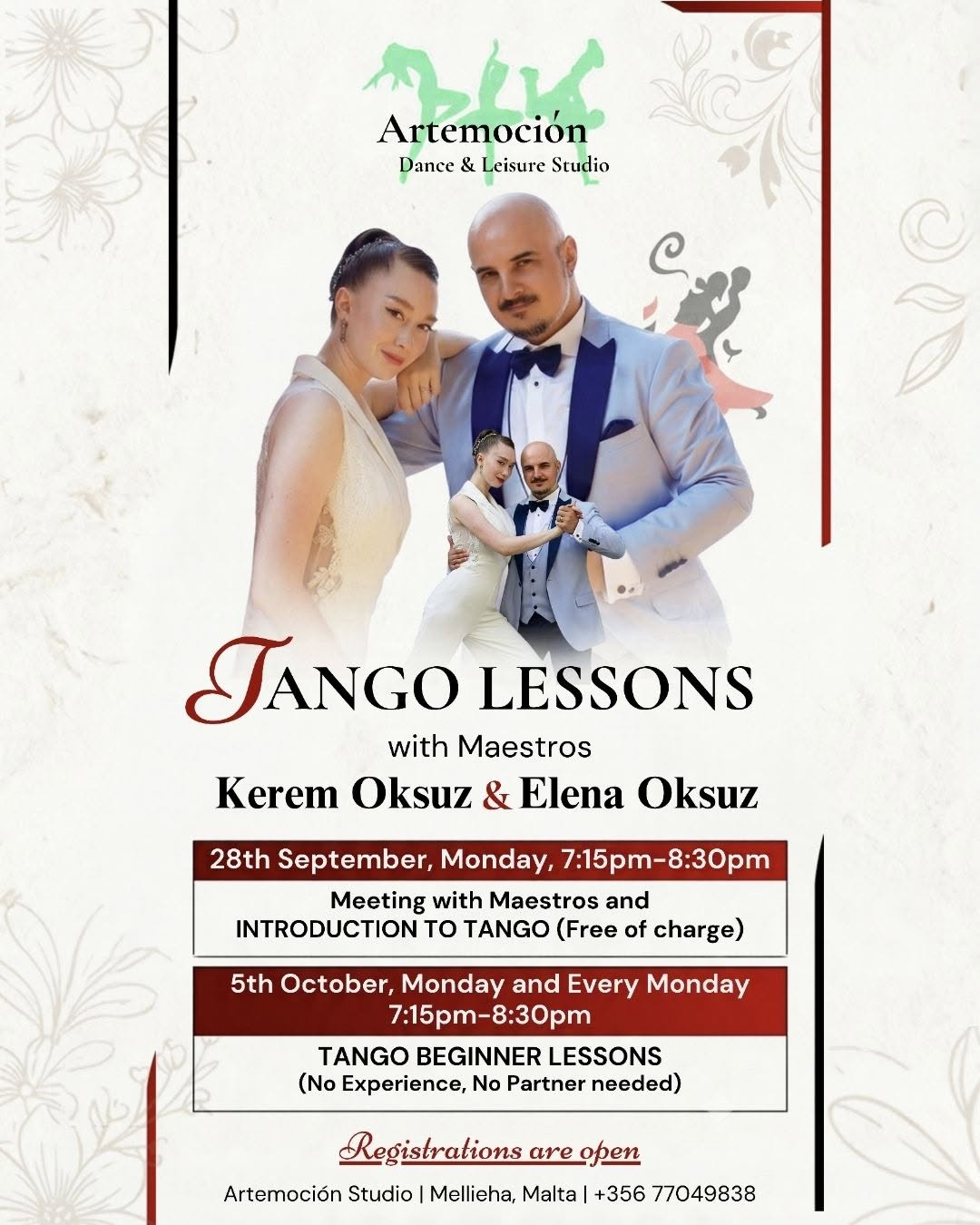 REGISTRATIONS ARE OPEN FOR Tango lessons